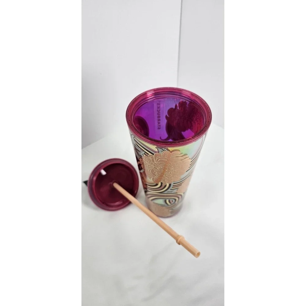 Starbucks‎ collectible 24 oz iridescent tumbler featuring a colorful floral NWT